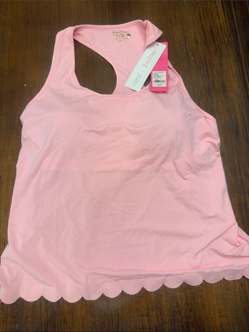 Lilly Pulitzer Light Pink Scallop Hem Racerback Tank